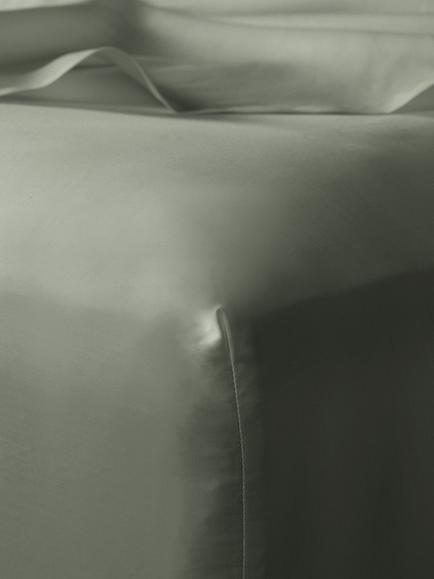 Bedfolk Luxe Cotton Deep Fitted Sheets, Moss