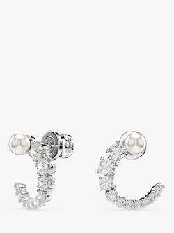 Swarovski Matrix Hoop Earrings, Silver - view 2, Silver