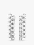 Swarovski Millenia Octagon Cut Crystal Long Rhodium Plated Earrings, Silver