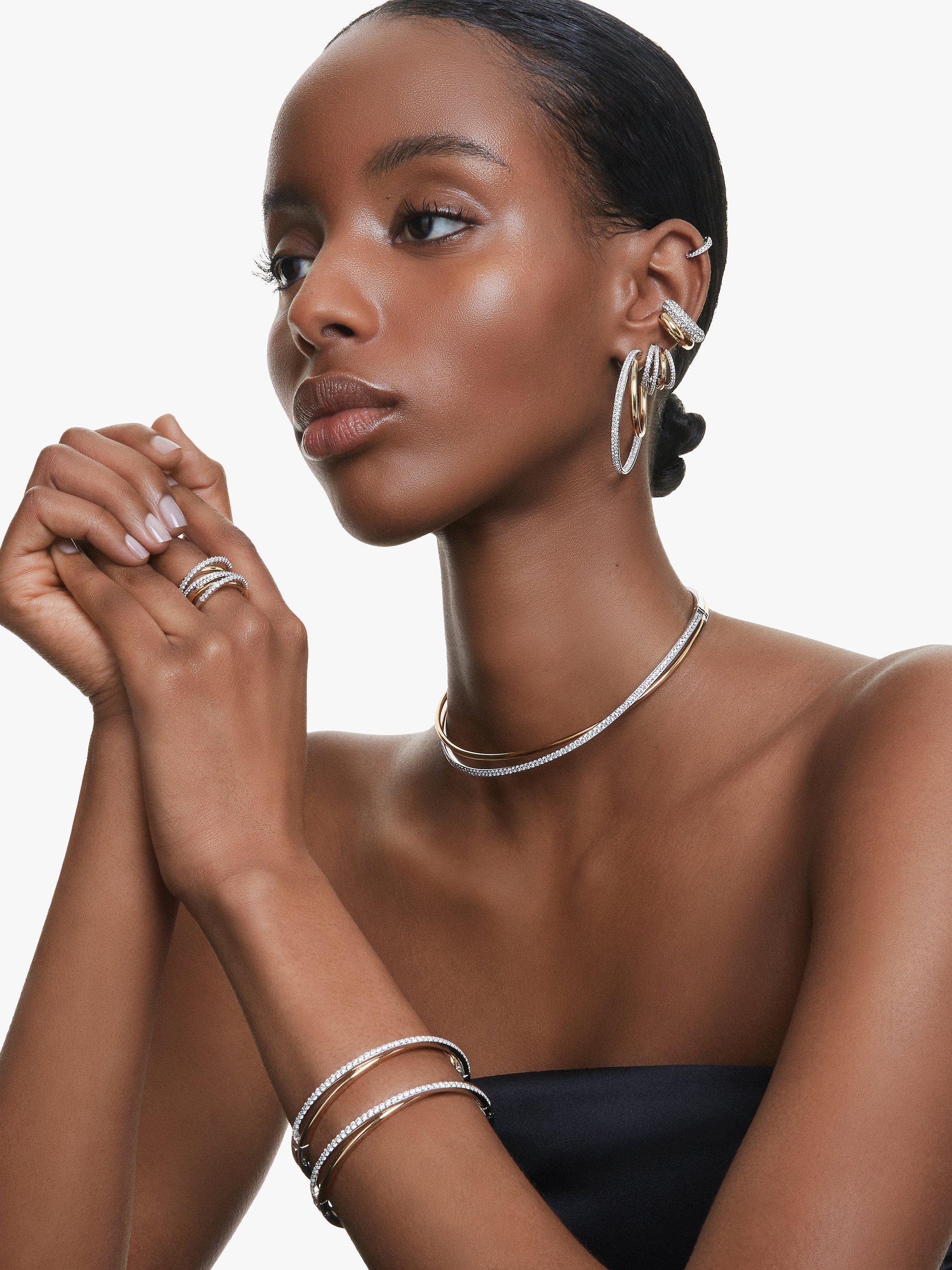 Product image 4 of 4, which shows Swarovski Hyperbola Multi Hoop Earrings, Multi