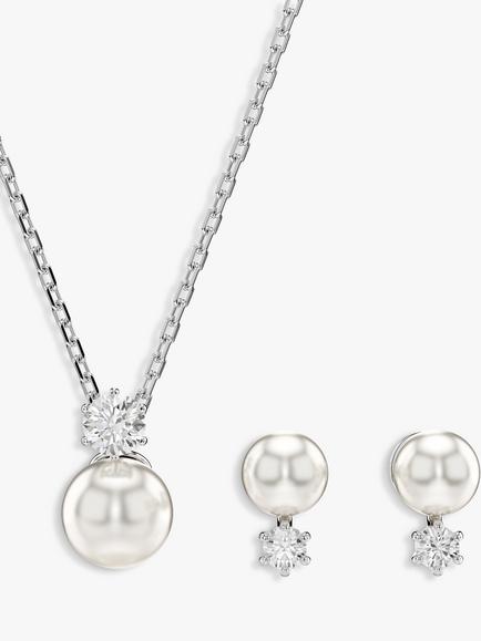 Swarovski Matrix Earrings & Pendant Necklace Set, White, White