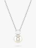 Swarovski Matrix Crystal Pearl Pendant Necklace, Silver/White