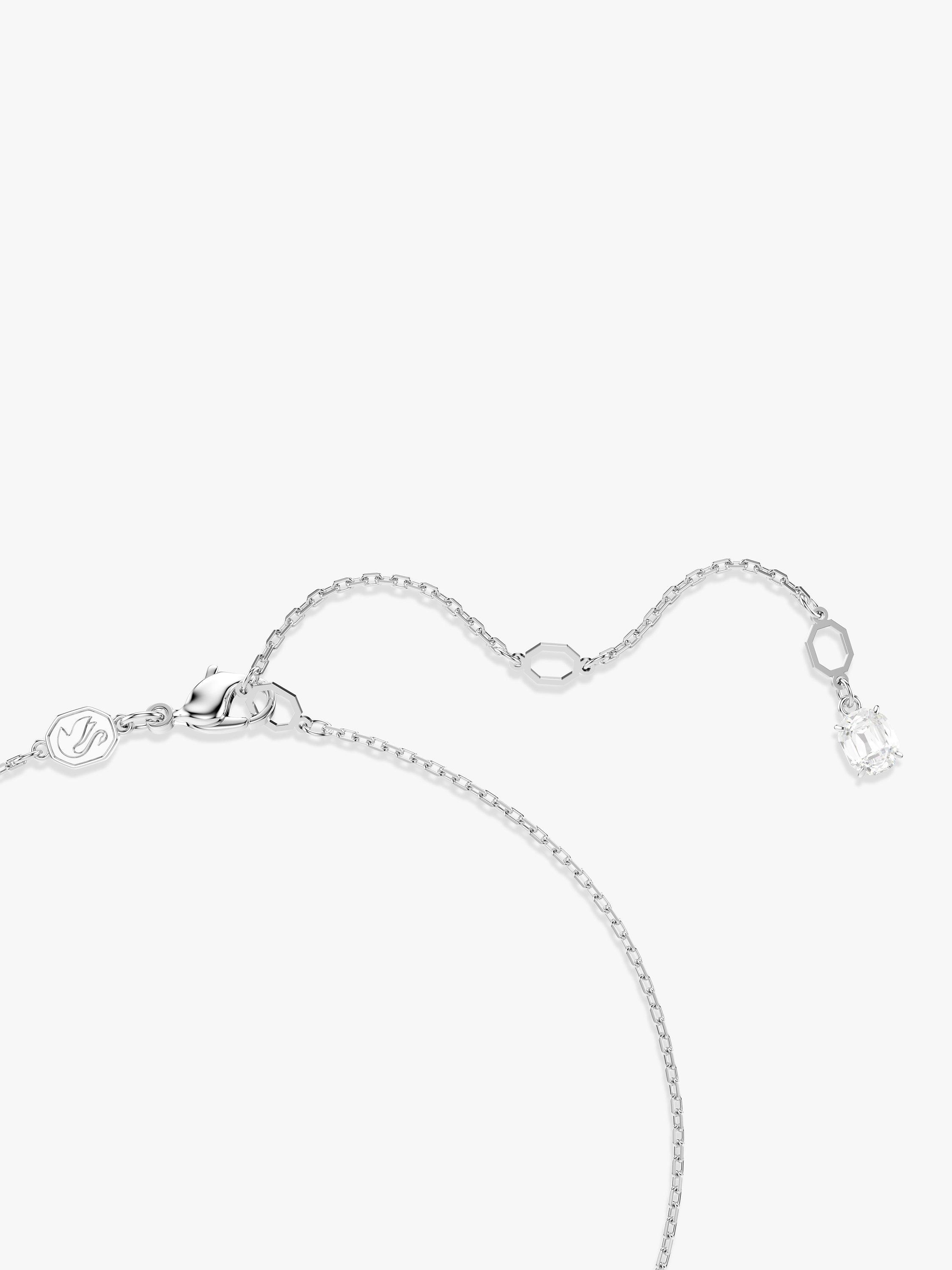 Product image 3 of 5, which shows Swarovski Matrix Crystal Pearl Pendant Necklace, Silver/White