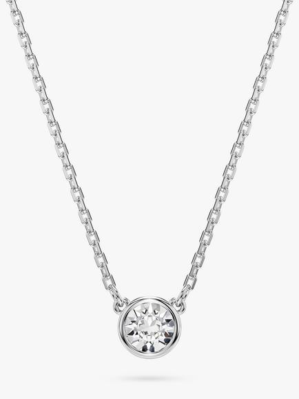 Swarovski Imber Round Cut Pendant Necklace, Shiny Rhodium, Shiny Rhodium
