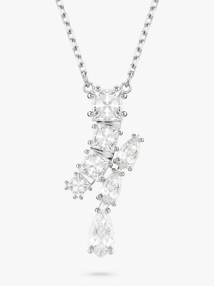 Swarovski Matrix Mixed Cut Cubic Zirconia Pendant Necklace, Silver, Silver