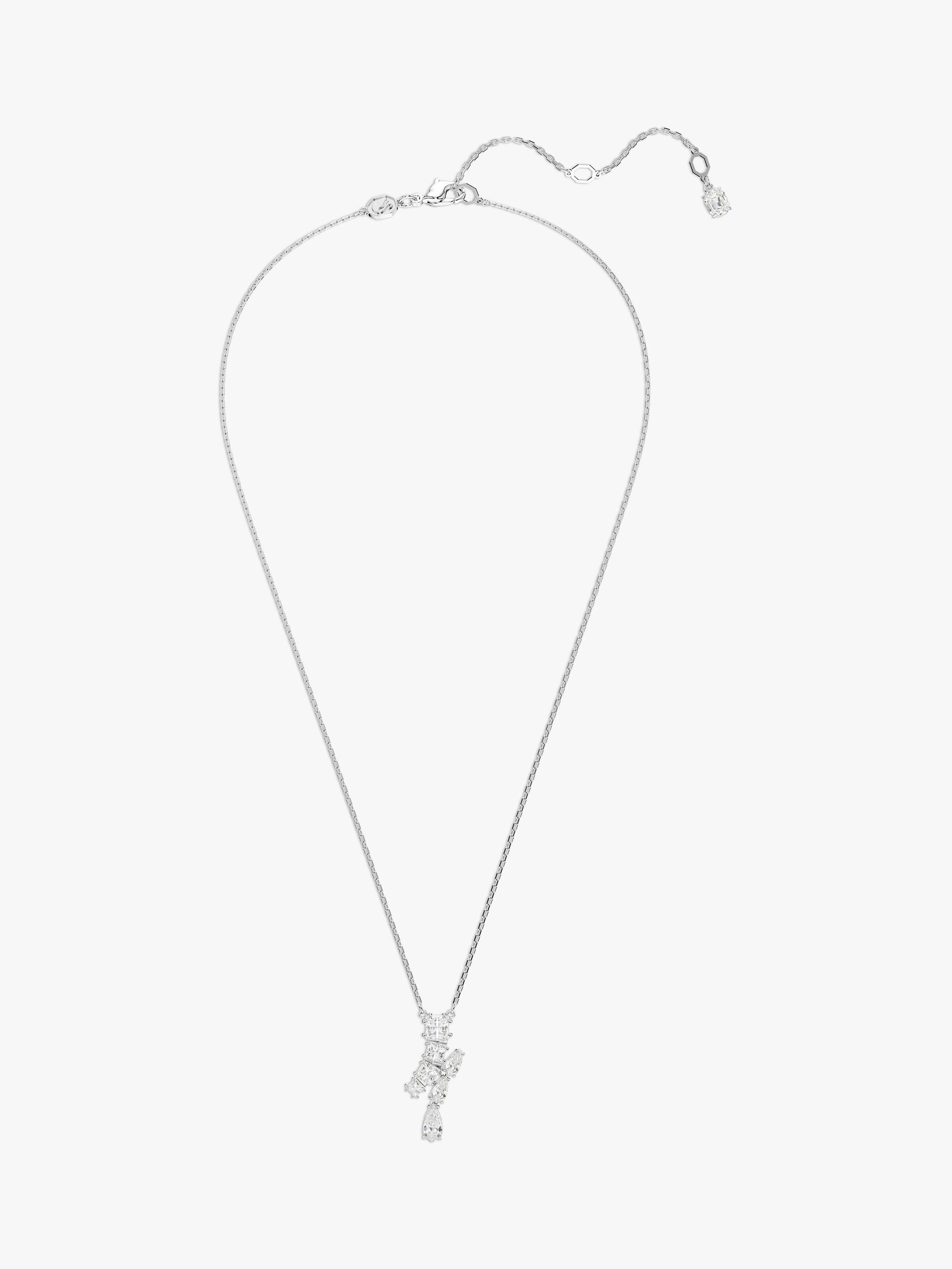 Product image 2 of 4, which shows Swarovski Matrix Mixed Cut Cubic Zirconia Pendant Necklace, Silver