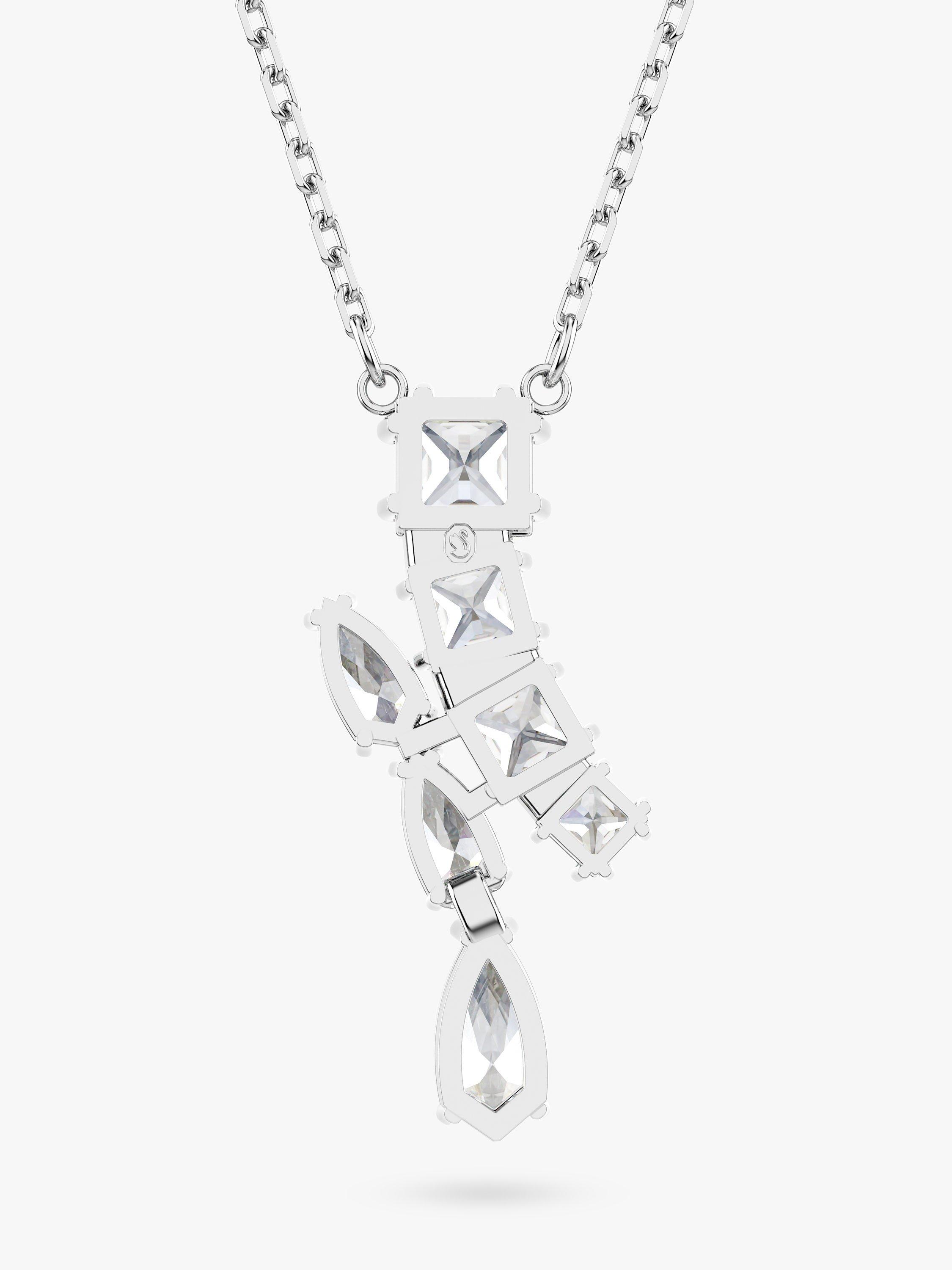 Product image 4 of 4, which shows Swarovski Matrix Mixed Cut Cubic Zirconia Pendant Necklace, Silver