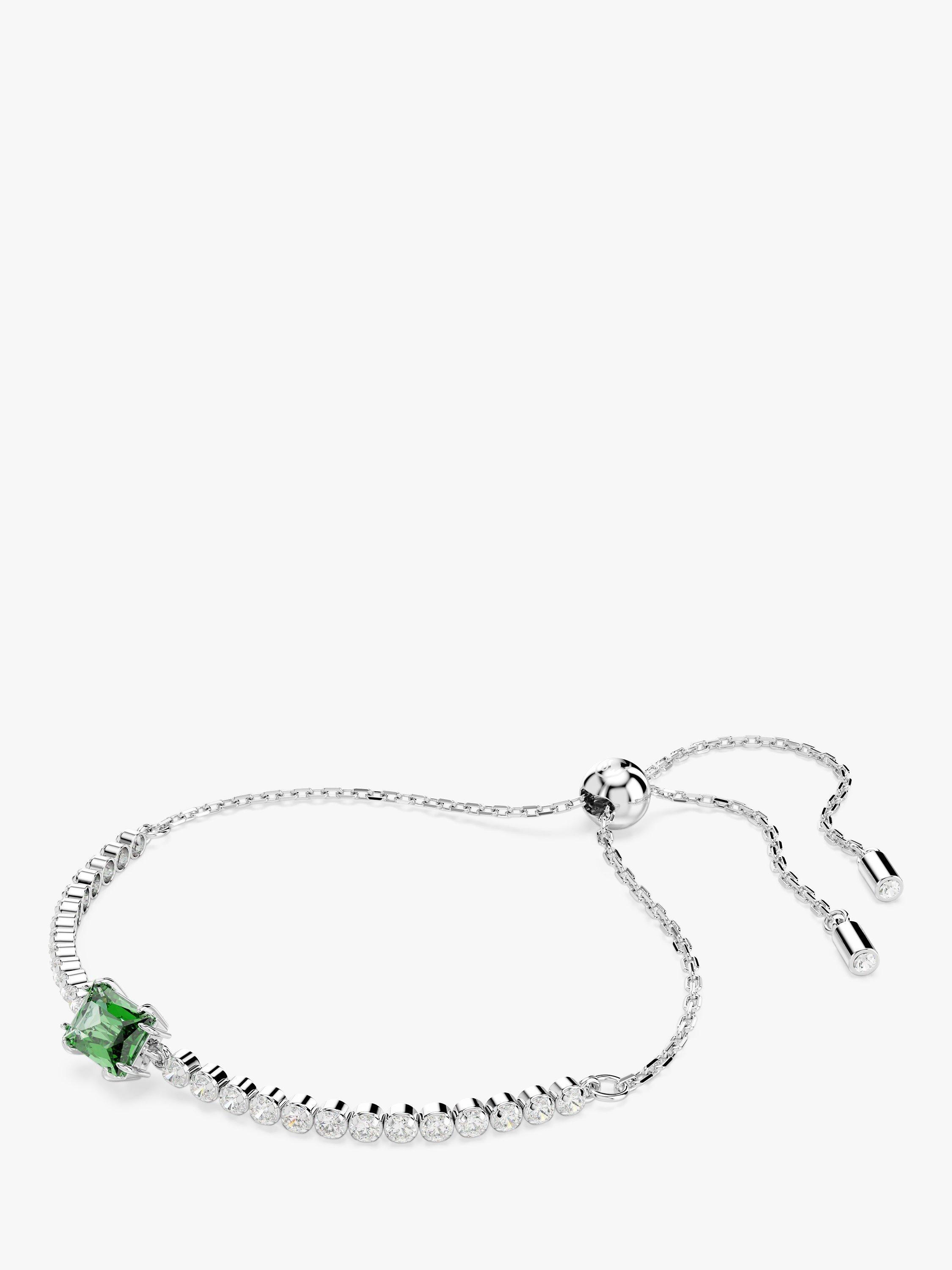 Product image 2 of 5, which shows Swarovski Matrix Tennis Bracelet, Silver/Green