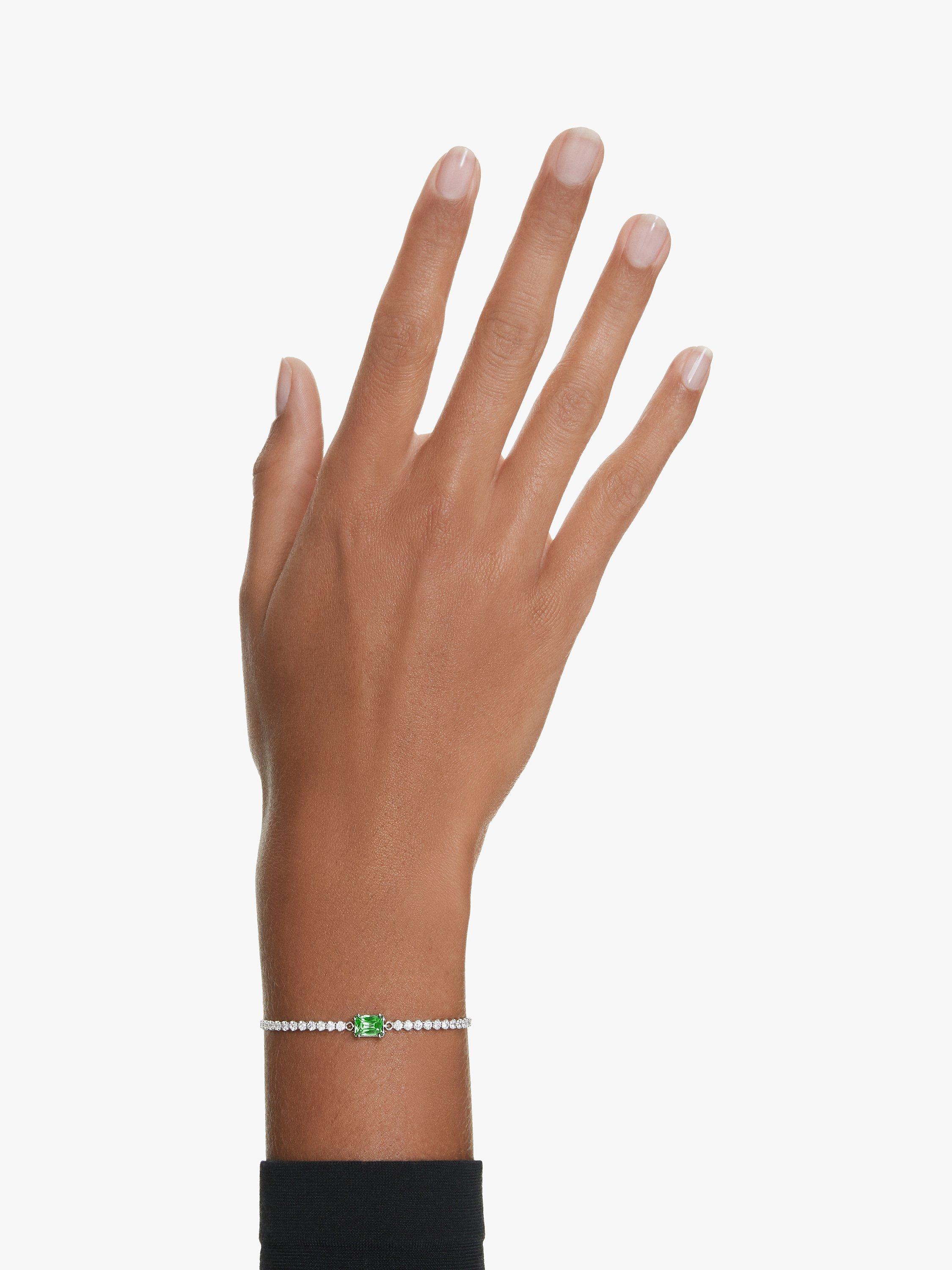 Product image 5 of 5, which shows Swarovski Matrix Tennis Bracelet, Silver/Green