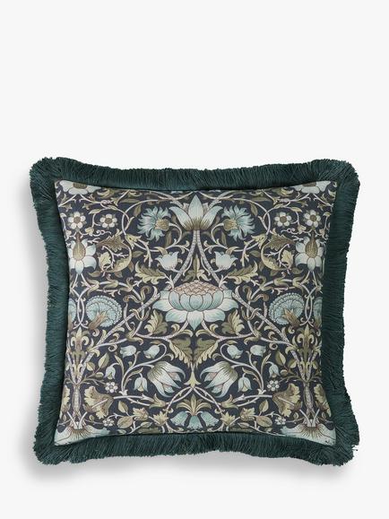 William Morris At Home Lodden Square Cushion, Blue, Blue