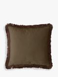 William Morris At Home Strawberry Thief Square Cushion, Chocolate