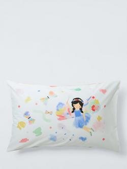 John Lewis Fairy Pure Cotton Reversible Duvet Cover and Pillowcase Set, Single - view 2, Multi