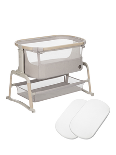 Maxi-Cosi Iora Air Bedside Crib and Bedsheet Bundle, Classic Beige