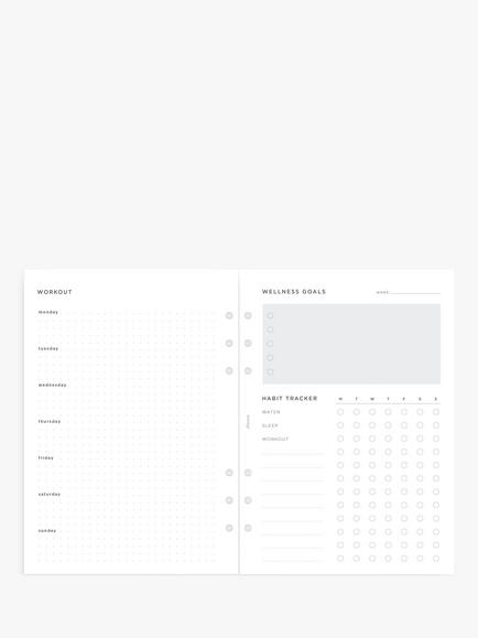 Filofax A5 Minimal Wellness Tracker Personal Organiser Insert - view 2, White