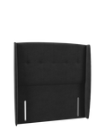 John Lewis Button Winged Full Depth Headboard, Double, Brushed Tweed Charcoal