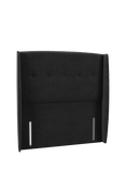 John Lewis Button Winged Full Depth Headboard, King Size, Brushed Tweed Charcoal
