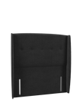 John Lewis Button Winged Full Depth Headboard, Super King Size, Brushed Tweed Charcoal