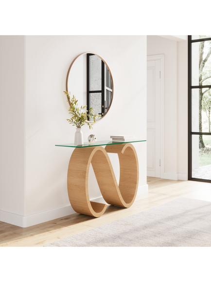 Tom Schneider Swirl Console Table - view 2, Oak