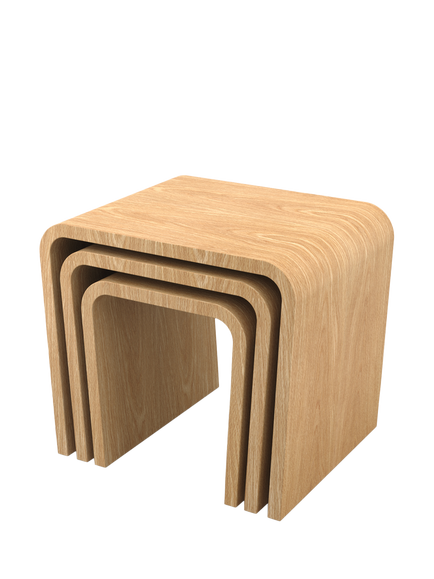 Tom Schneider Wave Nest of Tables, Oak