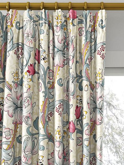 Clarke & Clarke Golden Lily Made to Measure Curtains or Roman Blind, Dove/Plum - view 2, Dove/Plum