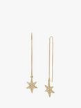 AllSaints Star Drop Threader Earrings, Warm Brass