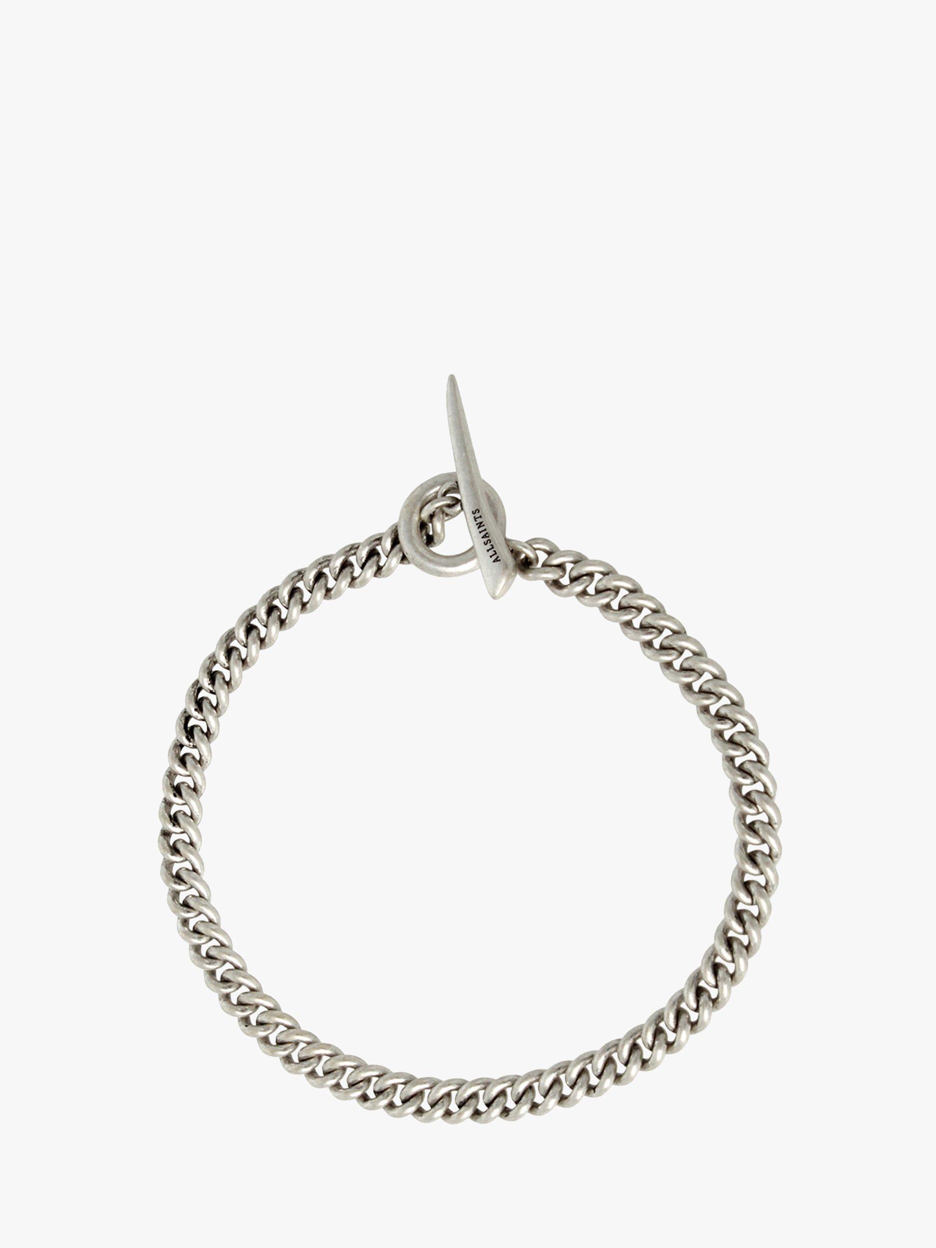 Product image 1 of 4, which shows AllSaints Refined Curb Chain Link Bracelet, Warm Silver