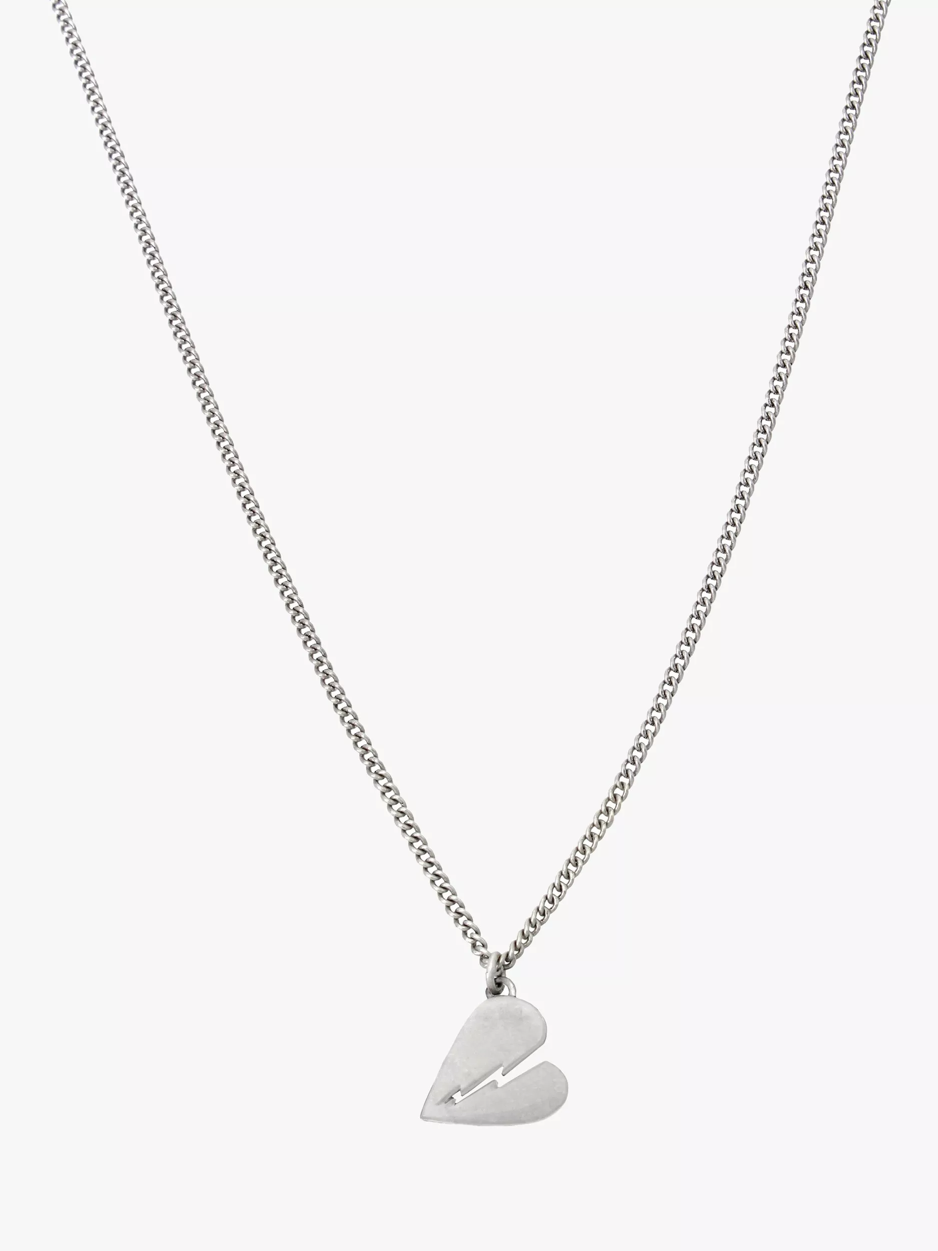 AllSaints Broken Heart Pendant Chain Necklace Warm Silver
