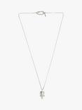 AllSaints Tag Pendant Box Chain Necklace, Warm Silver