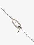 AllSaints Tag Pendant Box Chain Necklace, Warm Silver