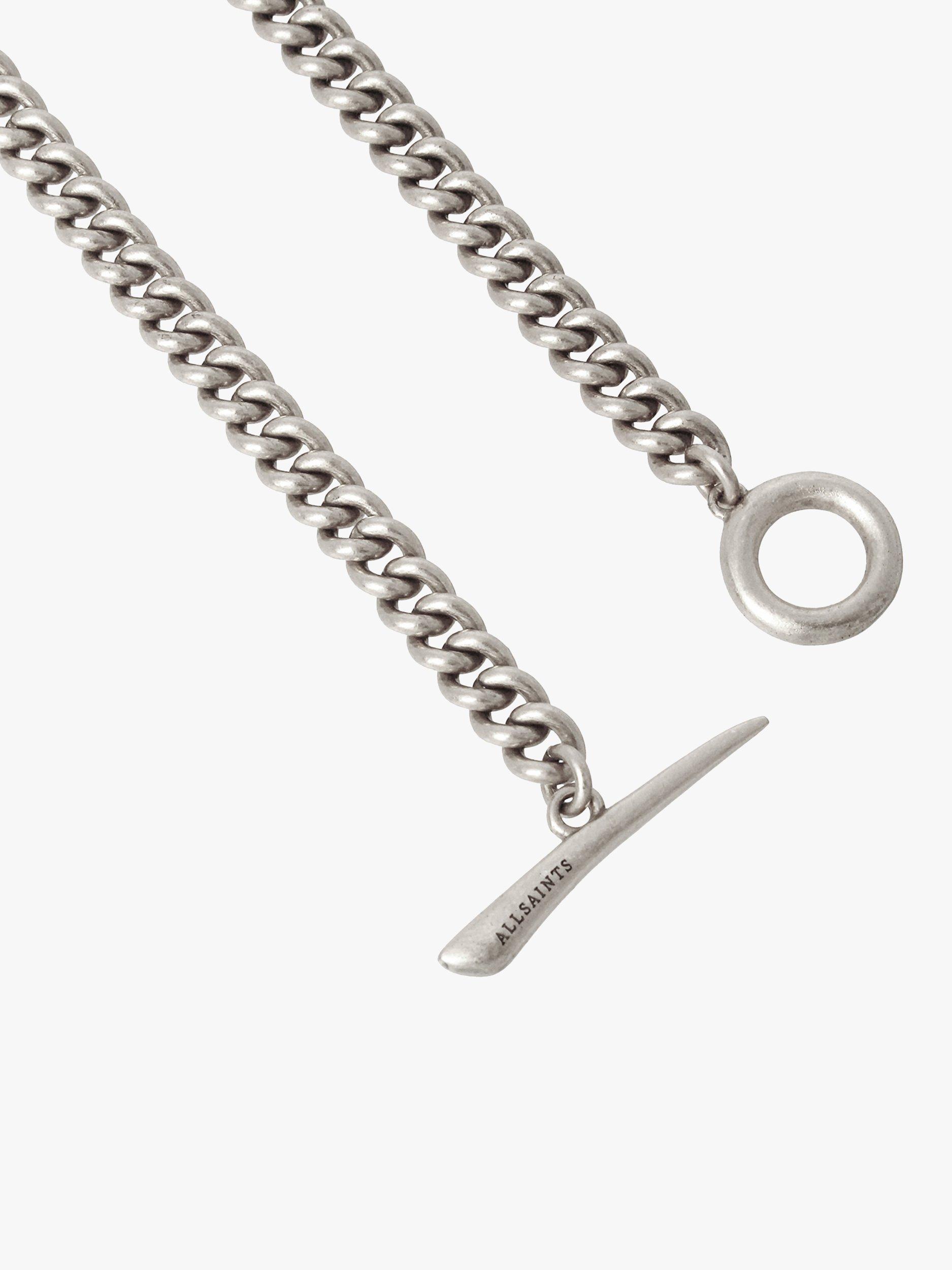 Product image 2 of 4, which shows AllSaints Refined Curb Chain Collar Necklace, Warm Silver