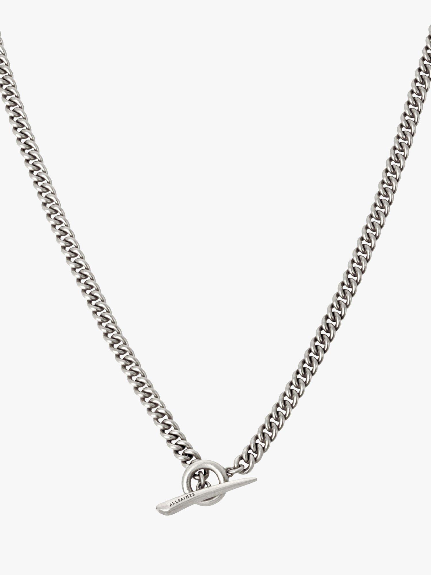 Product image 3 of 4, which shows AllSaints Refined Curb Chain Collar Necklace, Warm Silver