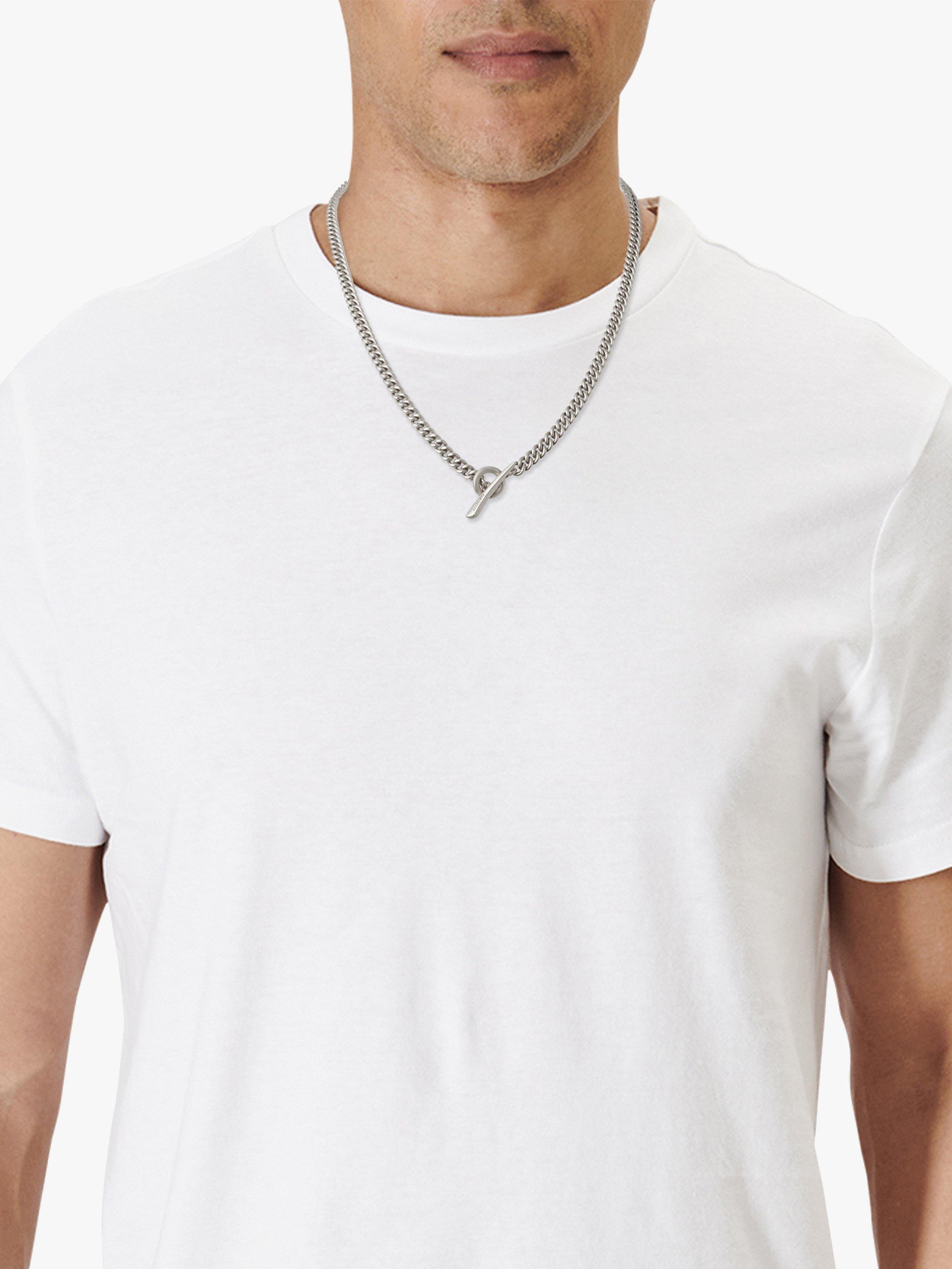 Product image 4 of 4, which shows AllSaints Refined Curb Chain Collar Necklace, Warm Silver