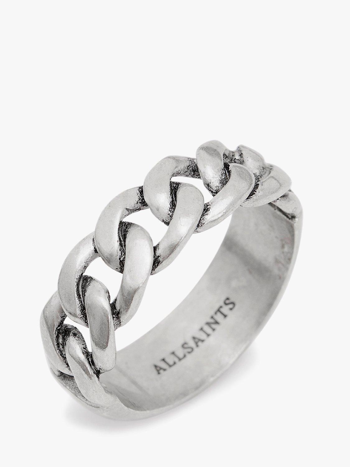 Product image 3 of 5, which shows AllSaints Unisex Chain Band Ring, Warm Silver