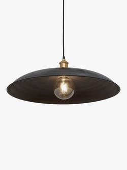 Industville Brooklyn Bowl Pendant Ceiling Light, Pewter/Brass - view 2, Pewter/Brass