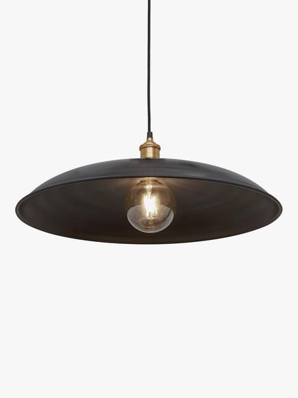 Industville Brooklyn Bowl Pendant Ceiling Light, Pewter/Brass - view 2, Pewter & Brass