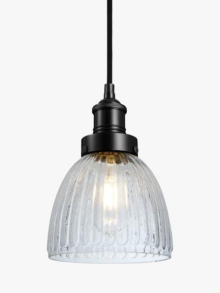 Industville Brooklyn Glass Cone Pendant Ceiling Light, Black