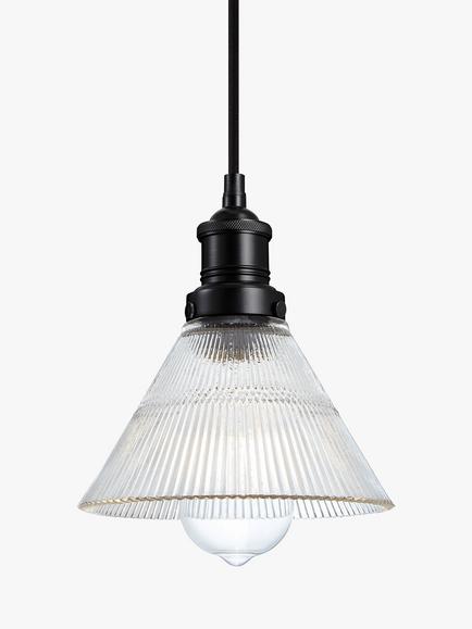 Industville Brooklyn Glass Funnel Pendant Ceiling Light, Black