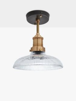 Industville Brooklyn Glass Dome Flush Ceiling Light, Brass
