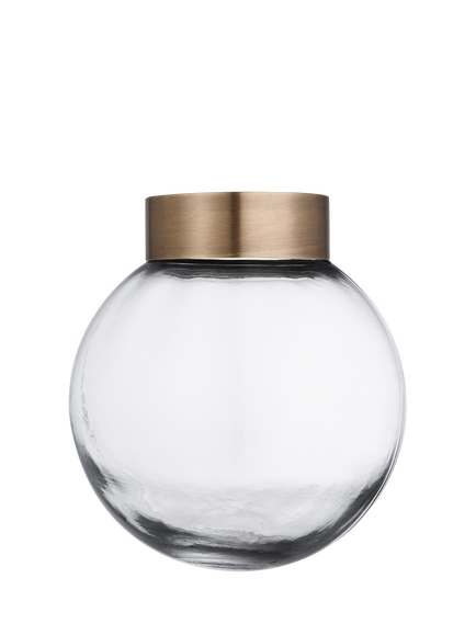 Industville Brooklyn Outdoor/Bathroom Flush Mount Glass Globe Ceiling Light - view 2, Brass/Pewter