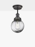 Industville Brooklyn Outdoor/Bathroom Flush Mount Glass Globe Ceiling Light, Pewter