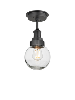 Industville Brooklyn Outdoor/Bathroom Flush Mount Glass Globe Ceiling Light, Pewter