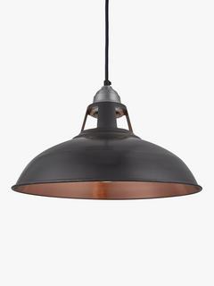 Industville Old Factory Pendant Ceiling Light, Pewter/Copper