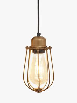 Industville Orlando Wire Cage Pendant Ceiling Light, Brass
