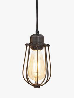 Industville Orlando Wire Cage Pendant Ceiling Light, Pewter