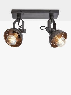 Industville Swivel Double Spotlight Flush Ceiling/Wall Light, Pewter, Pewter