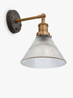 Industville Brooklyn Glass Funnel Wall Light, Glass & Brass