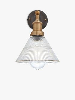 Industville Brooklyn Glass Funnel Wall Light - view 2, Glass & Brass