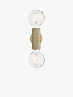 Industville Knurled Edison Double Wall Light - view 2, Brass