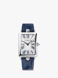 Frederique Constant FC-200MPW2AC2D6 Women's Classics Art Deco Carree Automatic Leather Strap Watch, Dark Blue/Silver