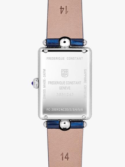 Frederique Constant FC-200MPW2AC2D6 Women's Classics Art Deco Carree Automatic Leather Strap Watch, Dark Blue/Silver - view 2, Dark Blue/Silver